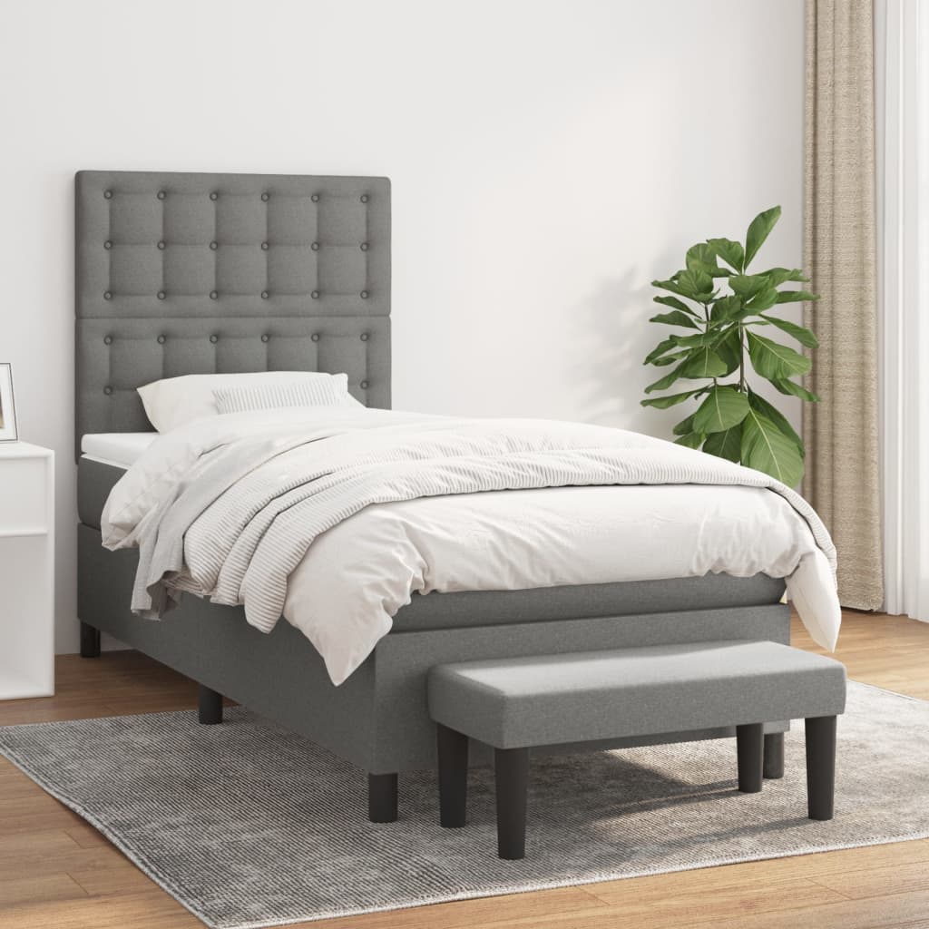 vidaXL Posteľný rám boxsping s matracom tmavosivý 80x200 cm látka