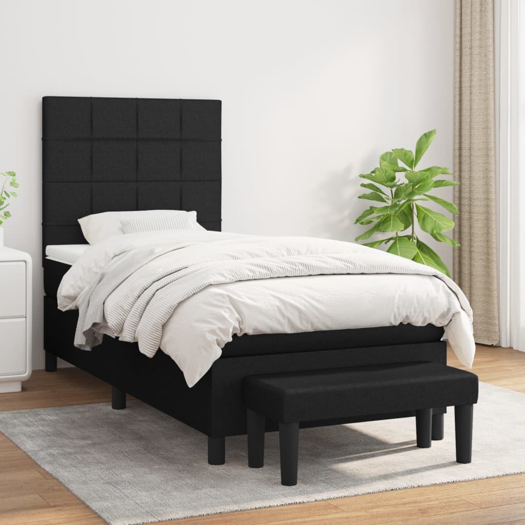 vidaXL Posteľný rám boxspring s matracom čierny 80x200 cm látka