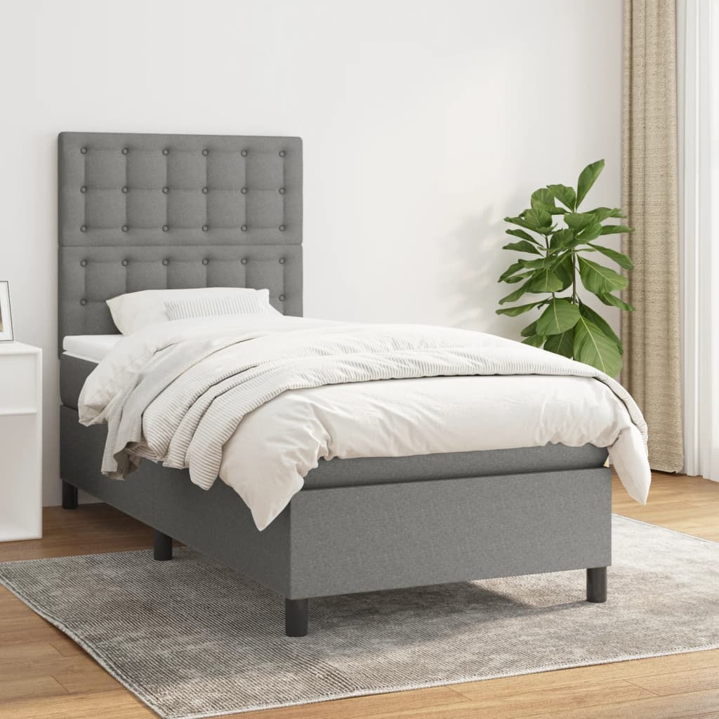 vidaXL Posteľný rám boxsping s matracom tmavosivý 80x200 cm látka