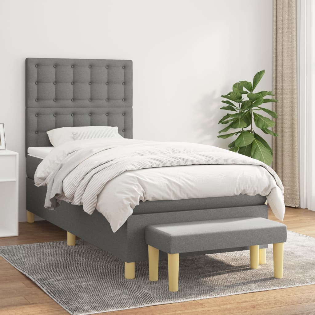vidaXL Posteľný rám boxsping s matracom tmavosivý 80x200 cm látka