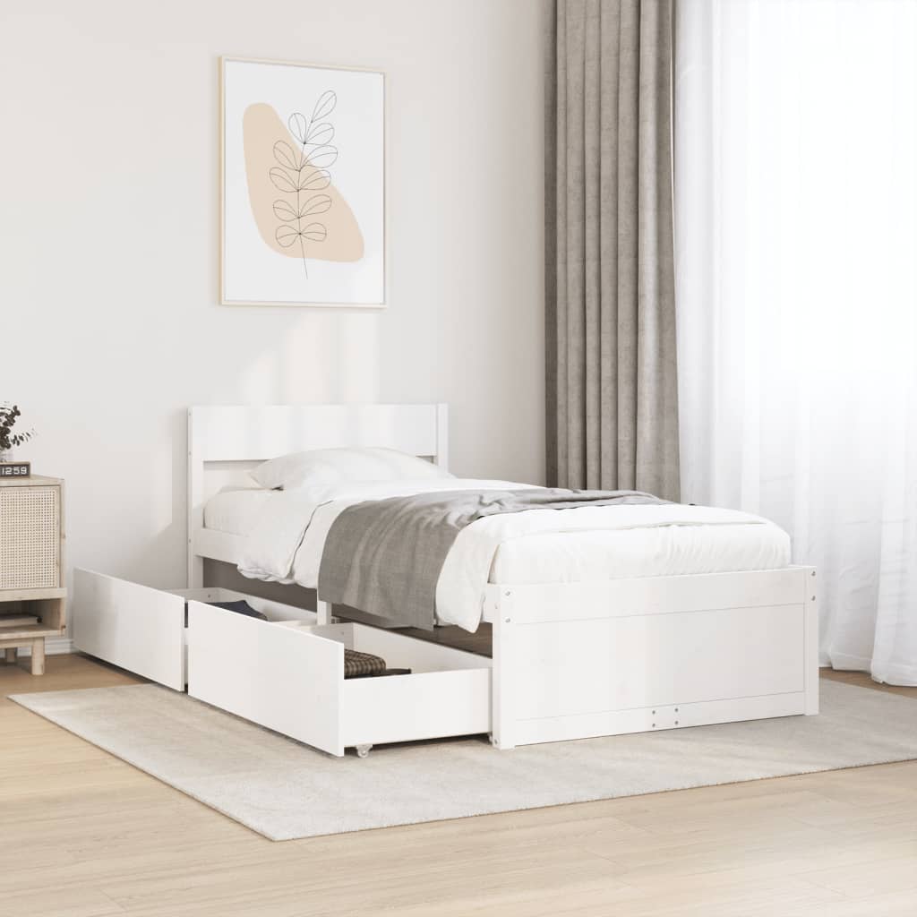 vidaXL Posteľ bez matraca biela 90x190 cm masívna borovica