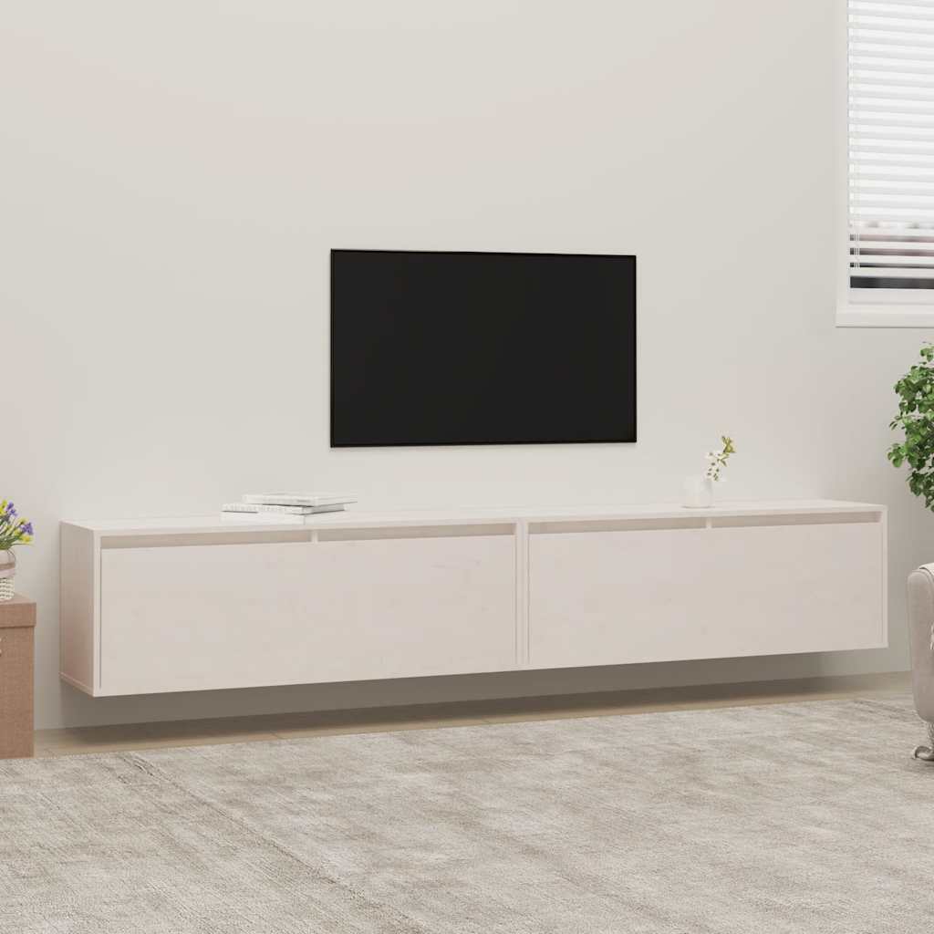 vidaXL Nástenné skrinky 2 ks biele 100x30x35 cm masívna borovica