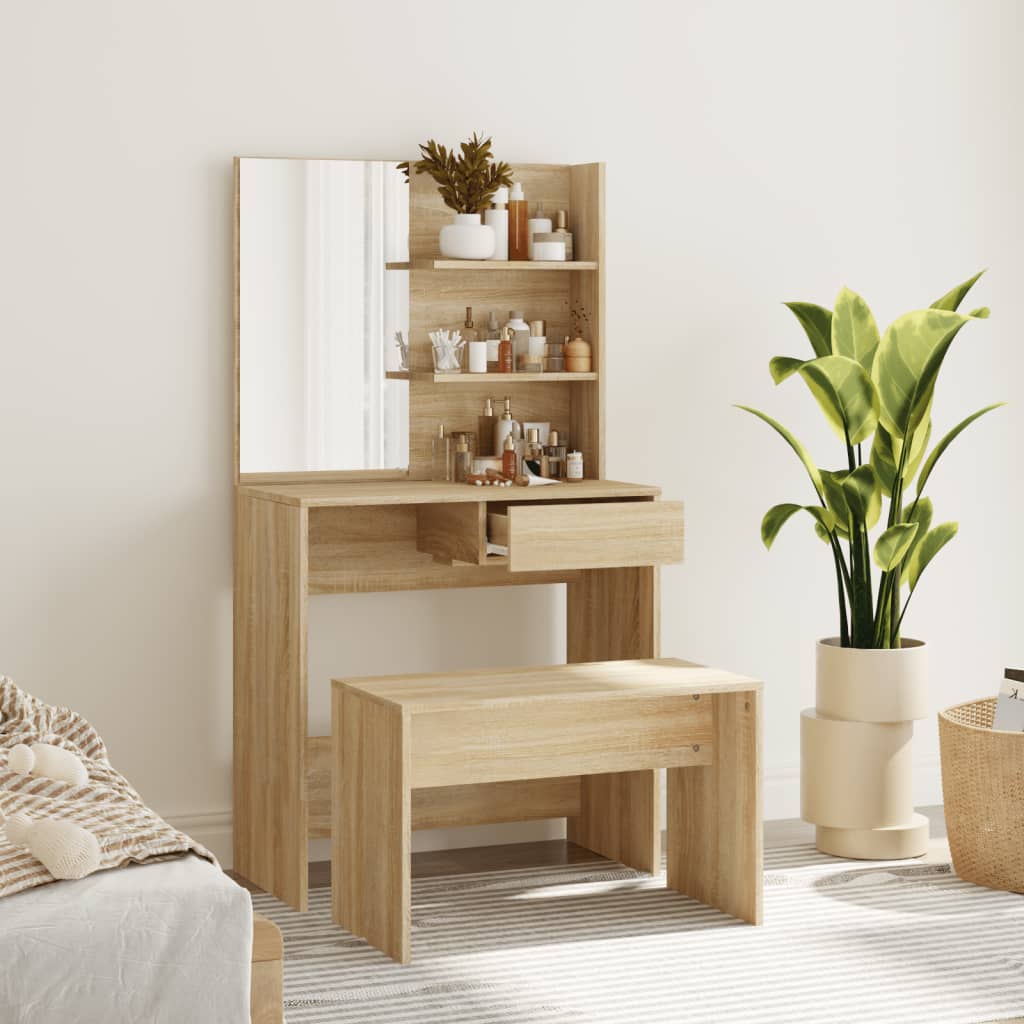 vidaXL Sada toaletného stolíka dub sonoma 74,5x40x141 cm