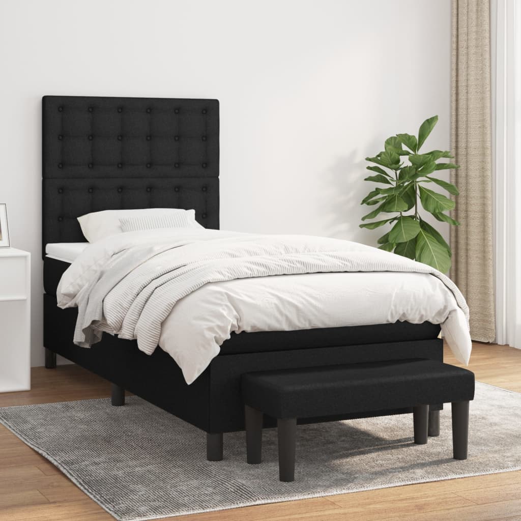 vidaXL Posteľný rám boxspring s matracom čierny 80x200 cm látka