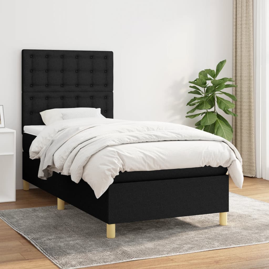 vidaXL Posteľný rám boxspring s matracom čierny 80x200 cm látka