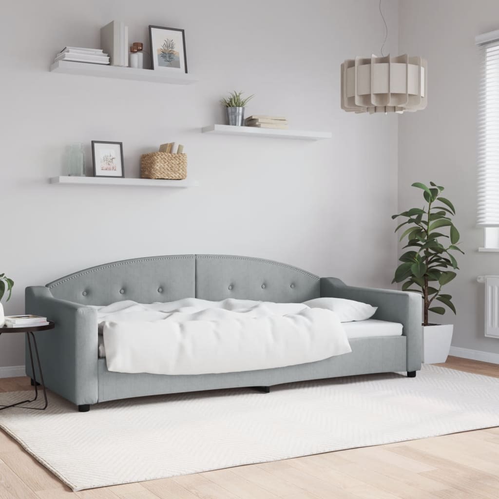 vidaXL Posteľný rám bledosivý 90x200 cm látka