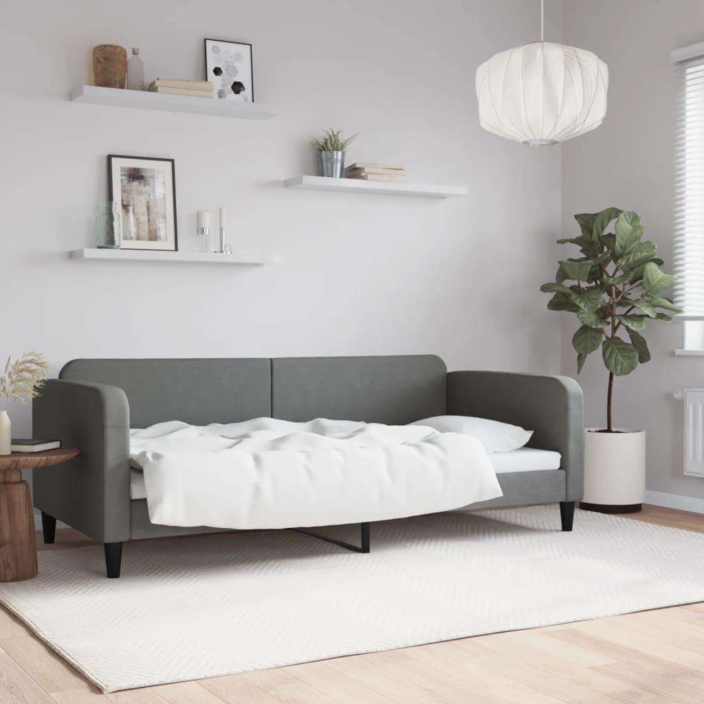 vidaXL Posteľný rám tmavosivý 90x200 cm látka