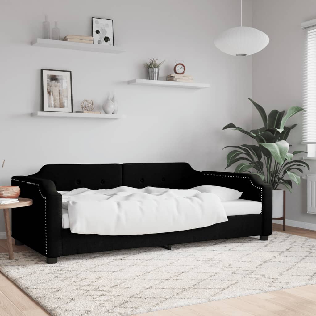 vidaXL Posteľný rám čierny 90x200 cm látka