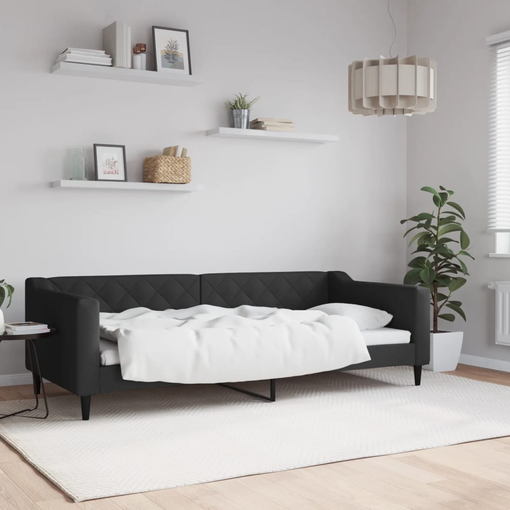 vidaXL Posteľný rám čierny 90x200 cm látka