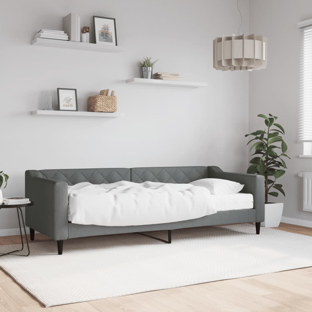 vidaXL Denná posteľ s matracom tmavosivá 80x200 cm látka