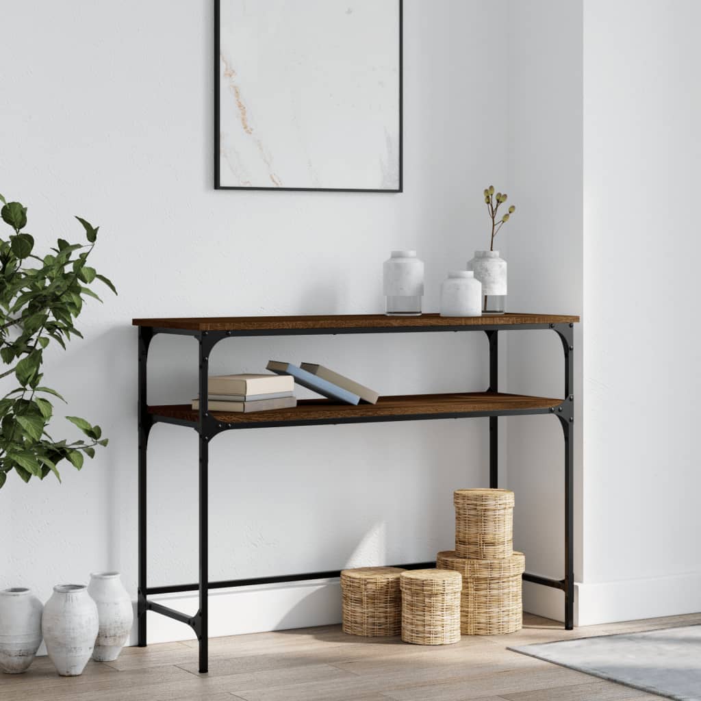 vidaXL Konzolový stolík hnedý dub 100x35,5x75 cm kompozitné drevo