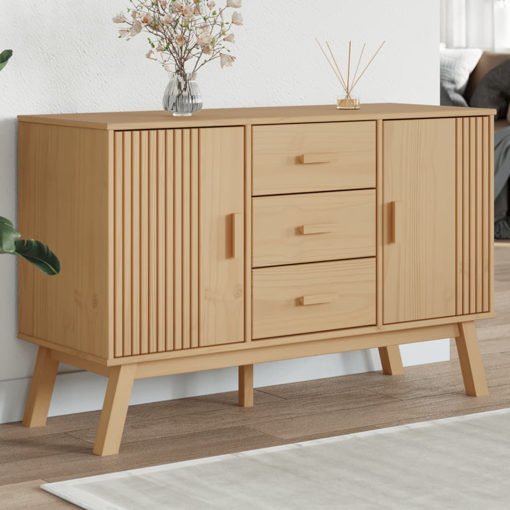 vidaXL Komoda OLDEN, hnedá 114x43x73,5 cm, borovicový masív