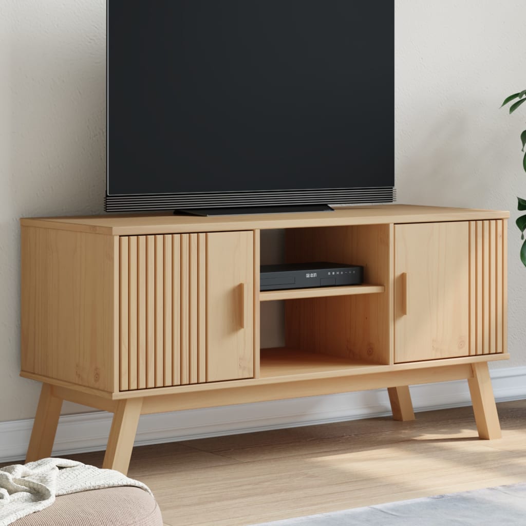 vidaXL TV skrinka OLDEN, hnedá 114x43x57 cm, borovicový masív