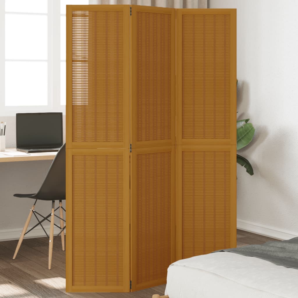 vidaXL Paraván 3 panely hnedý masívne drevo paulownie