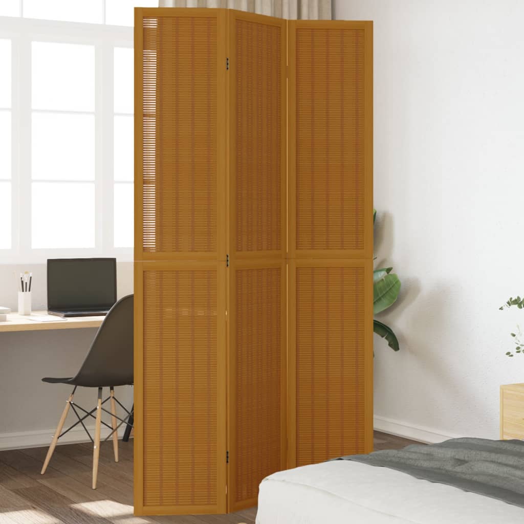 vidaXL Paraván 3 panely hnedý masívne drevo paulownie