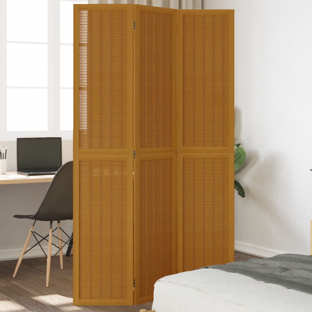 vidaXL Paraván 3 panely hnedý masívne drevo paulownie