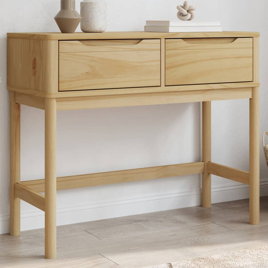 vidaXL Konzolový stolík FLORO hnedý 89,5x36,5x73 cm borovicový masív