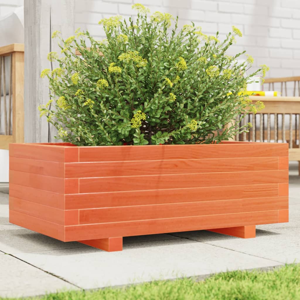 vidaXL Záhradný kvetináč voskovohnedý 70x40x26,5 cm masívna borovica
