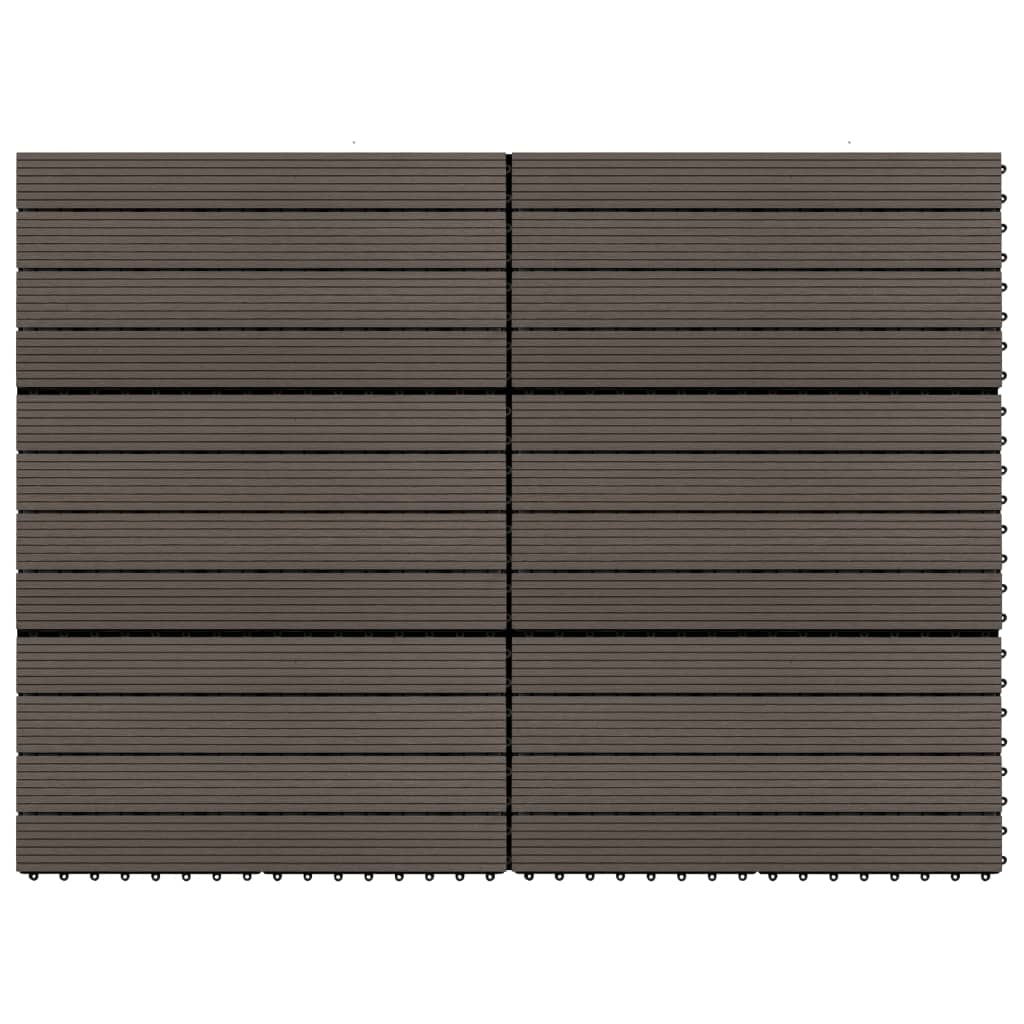 vidaXL Podlahové dlaždice 6 ks WPC 60x30 cm 1,08 m² tmavohnedé