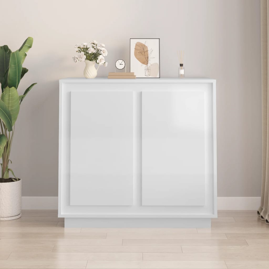 vidaXL Komoda lesklá biela 80x34x75 cm kompozitné drevo