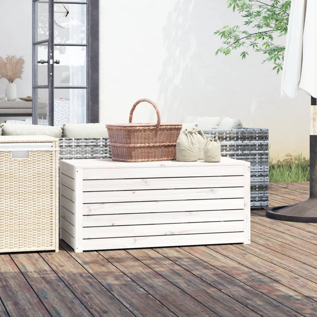 vidaXL Záhradný box biely 101x50,5x46,5 cm masívna borovica