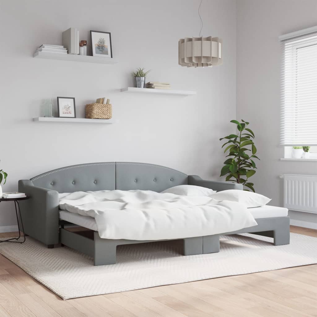 vidaXL Denná posteľ s rozkladacou posteľou bledosivá 90x200 cm látka