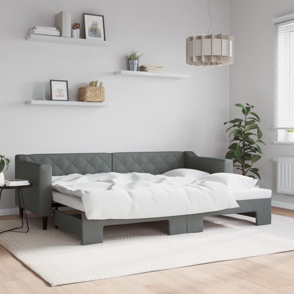 vidaXL Denná posteľ s rozkladacou posteľou tmavosivá 80x200 cm látka