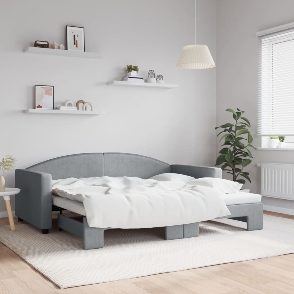 vidaXL Denná posteľ s rozkladacou posteľou bledosivá 80x190 cm látka
