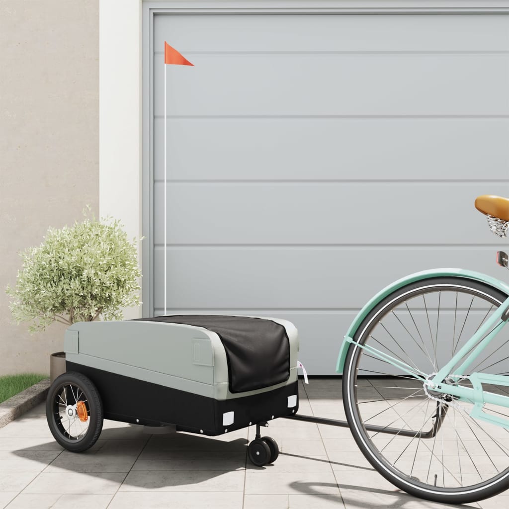 vidaXL Vozík za bicykel, čierno sivý 30 kg, železo