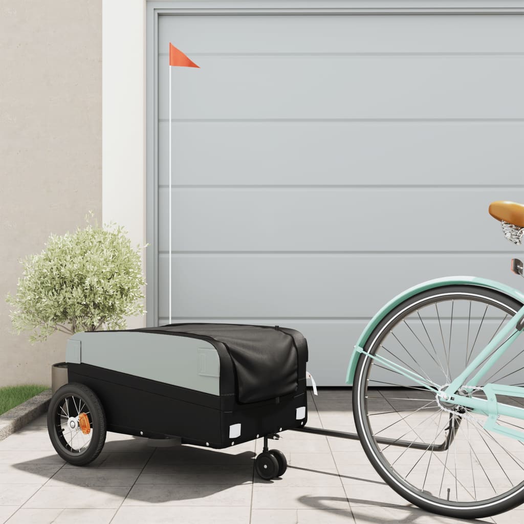 vidaXL Vozík za bicykel, čierny 30 kg, železo