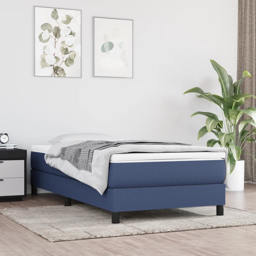 vidaXL Posteľný rám boxsping s matracom modrý 80x200 cm látka