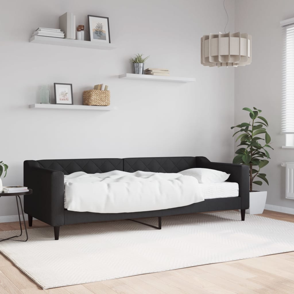 vidaXL Denná posteľ s matracom čierna 80x200 cm látka