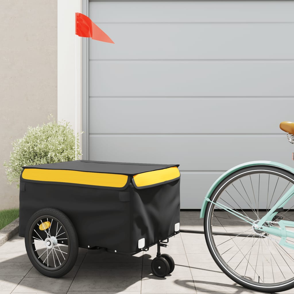 vidaXL Vozík za bicykel, čierno žltý 45 kg, železo