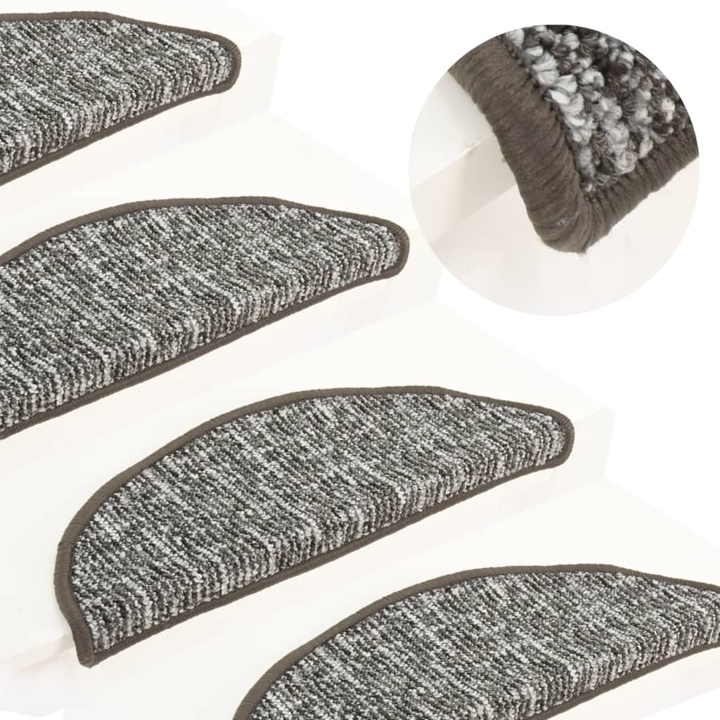 vidaXL Kobercové nášľapy na schody 15 ks antracitové 56x17x3 cm