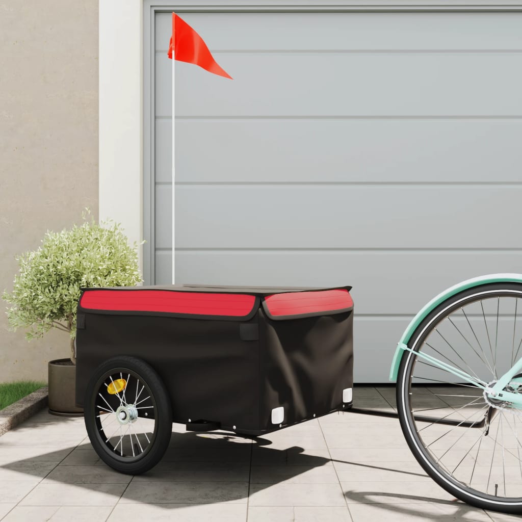 vidaXL Vozík za bicykel, čierno červený 45 kg, železo
