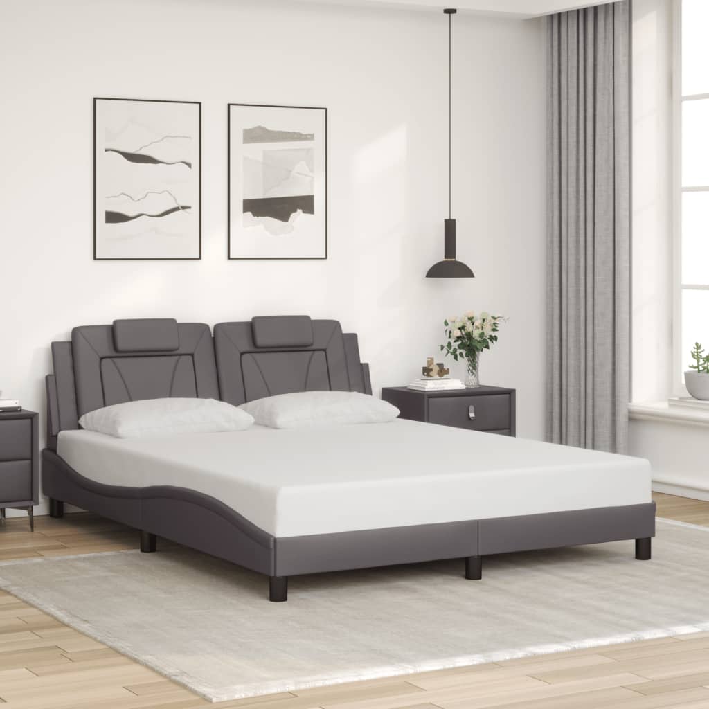 vidaXL Posteľný rám s čelom sivý 160x200 cm umelá koža