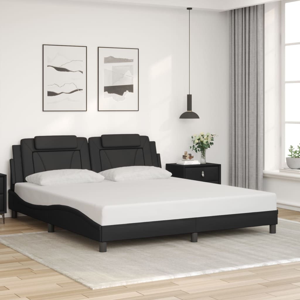 vidaXL Posteľný rám s čelom čierny 180x200 cm umelá koža