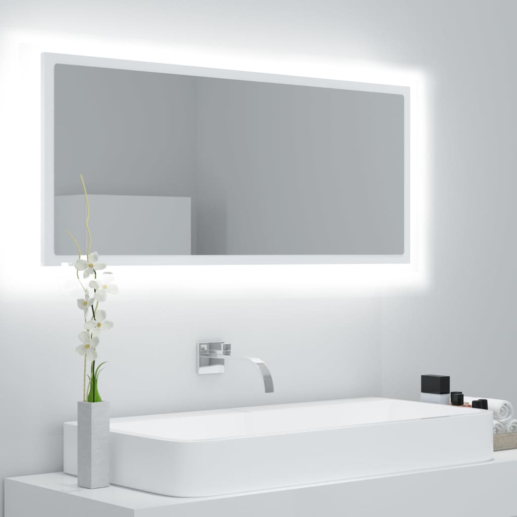 vidaXL Kúpeľňové LED zrkadlo biele 100x8,5x37 cm akryl