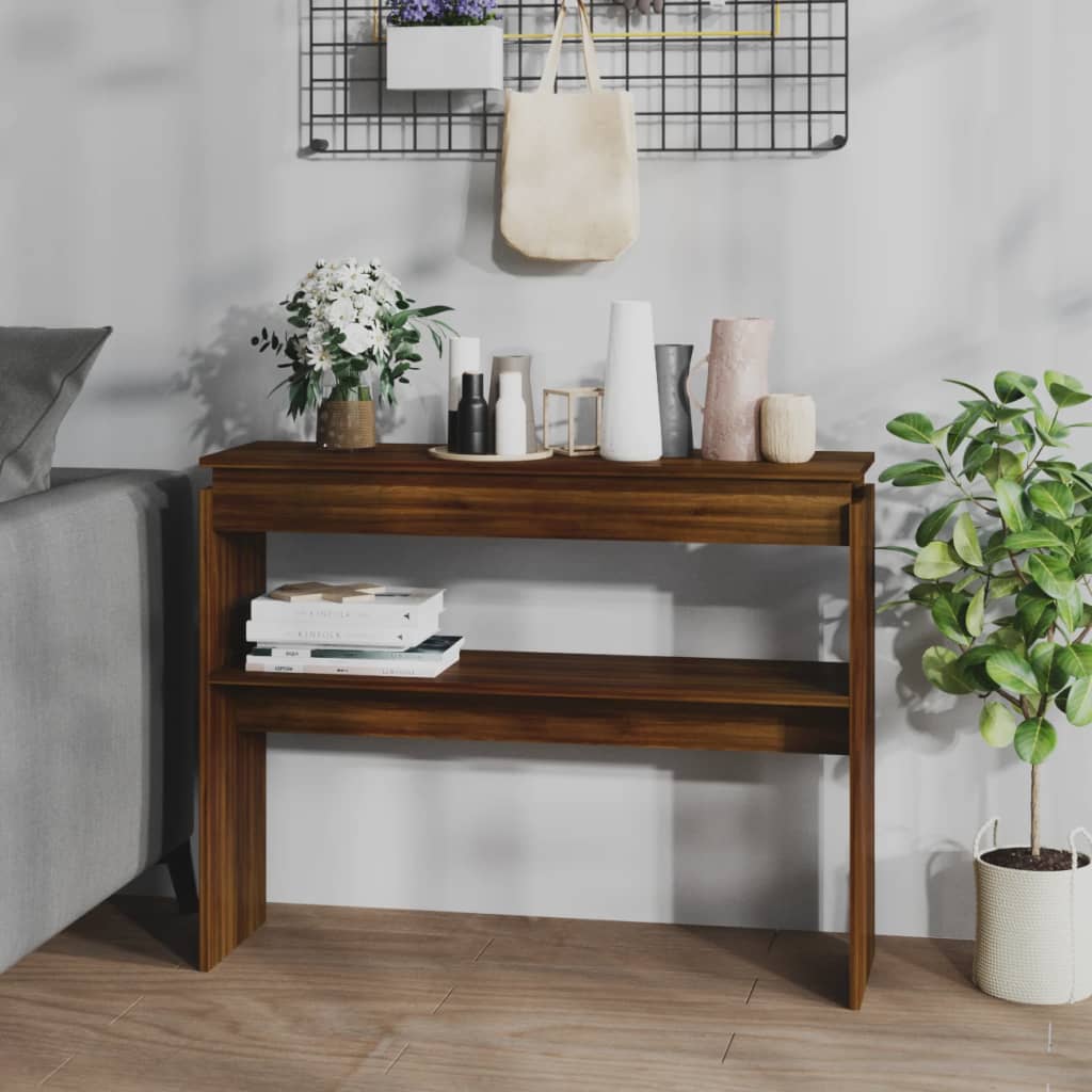 vidaXL Konzolový stolík hnedý dub 102x30x80 cm spracované drevo