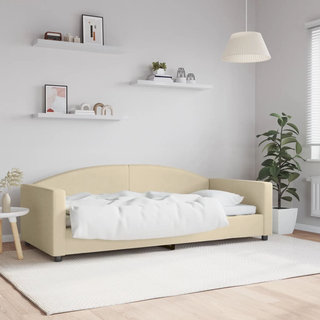 vidaXL Posteľný rám krémový 90x200 cm látka