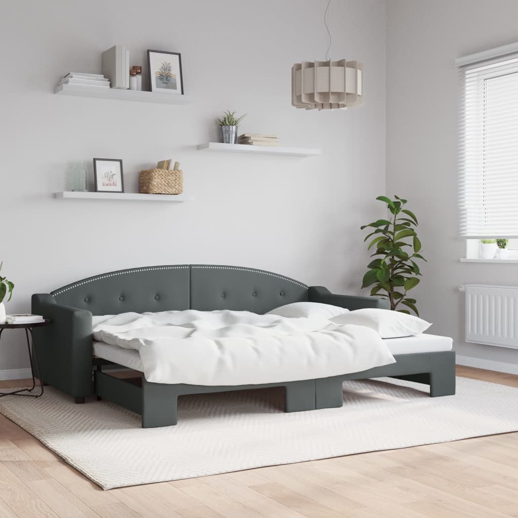 vidaXL Denná posteľ s rozkladacou posteľou tmavosivá 80x200 cm látka