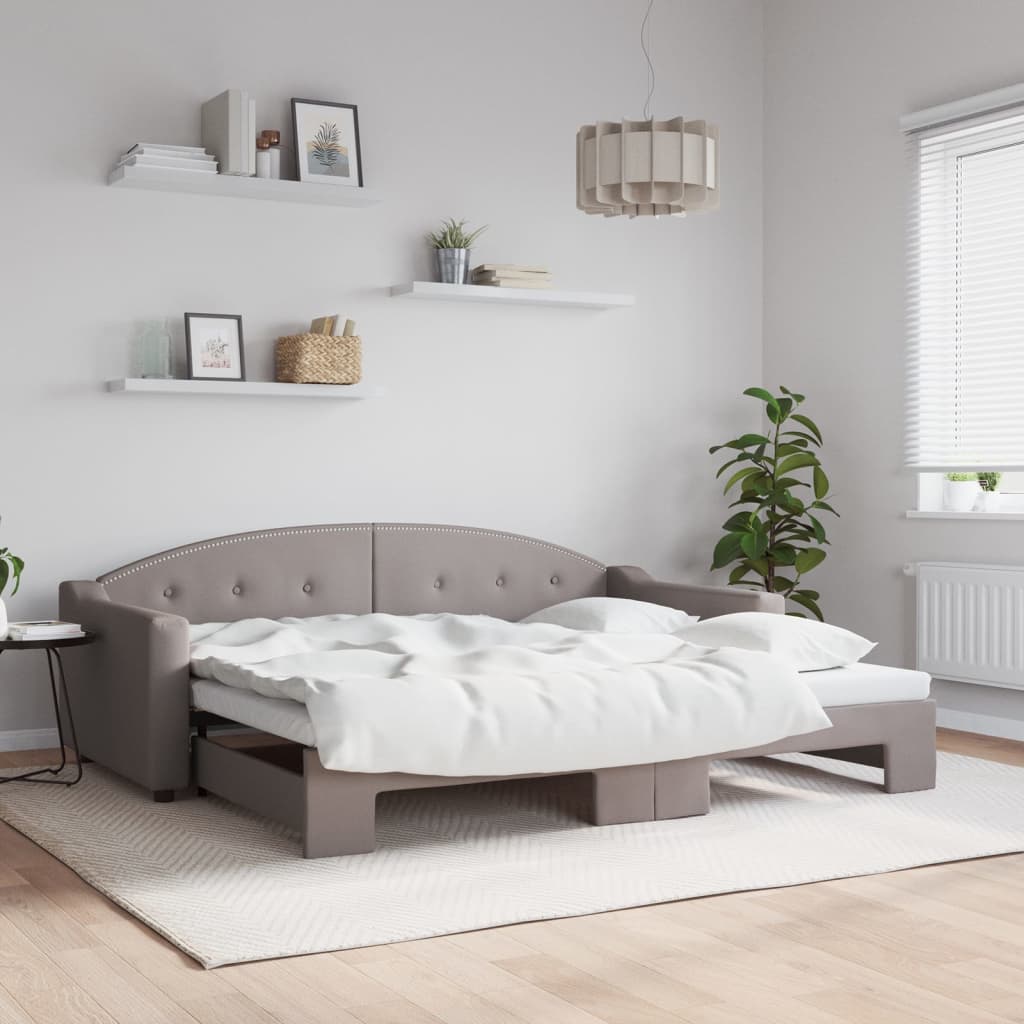 vidaXL Denná posteľ s rozkladacou posteľou sivohnedá 90x200 cm látka