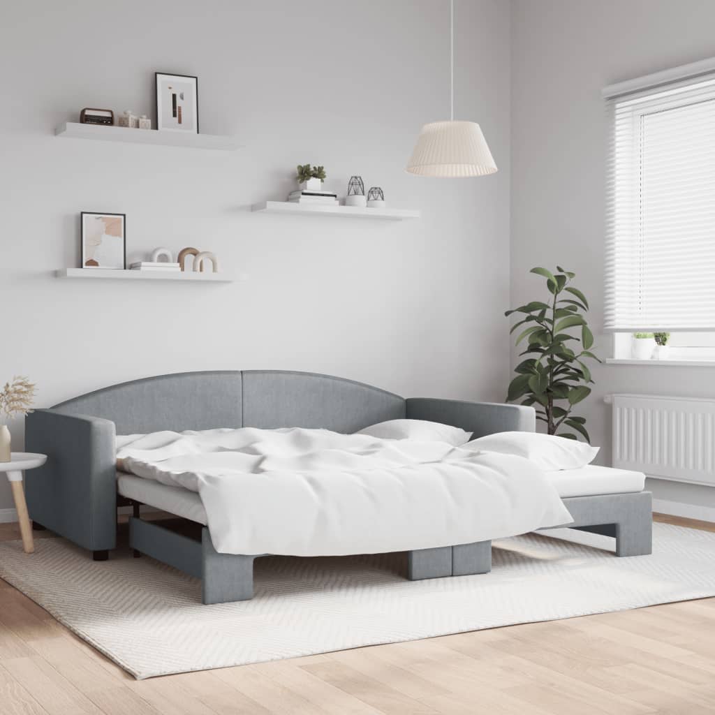 vidaXL Denná posteľ s rozkladacou posteľou bledosivá 100x200 cm látka