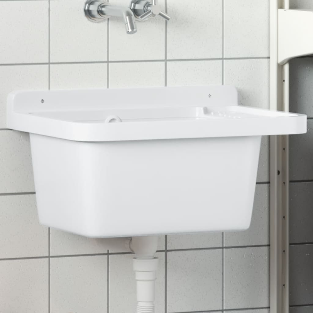 vidaXL Umývadlo na montáž na stenu biele 50x35x24 cm živica