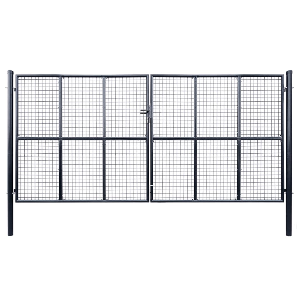 vidaXL Brána zo sieťoviny a galvanizovanej ocele 400x200 cm šedá