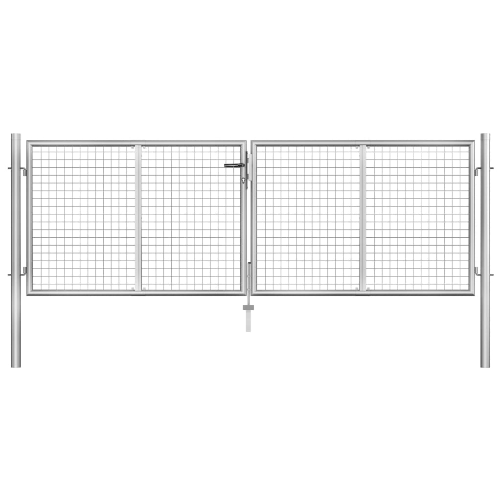 vidaXL Záhradná brána strieborná 306x125 cm galvanizovaná oceľ
