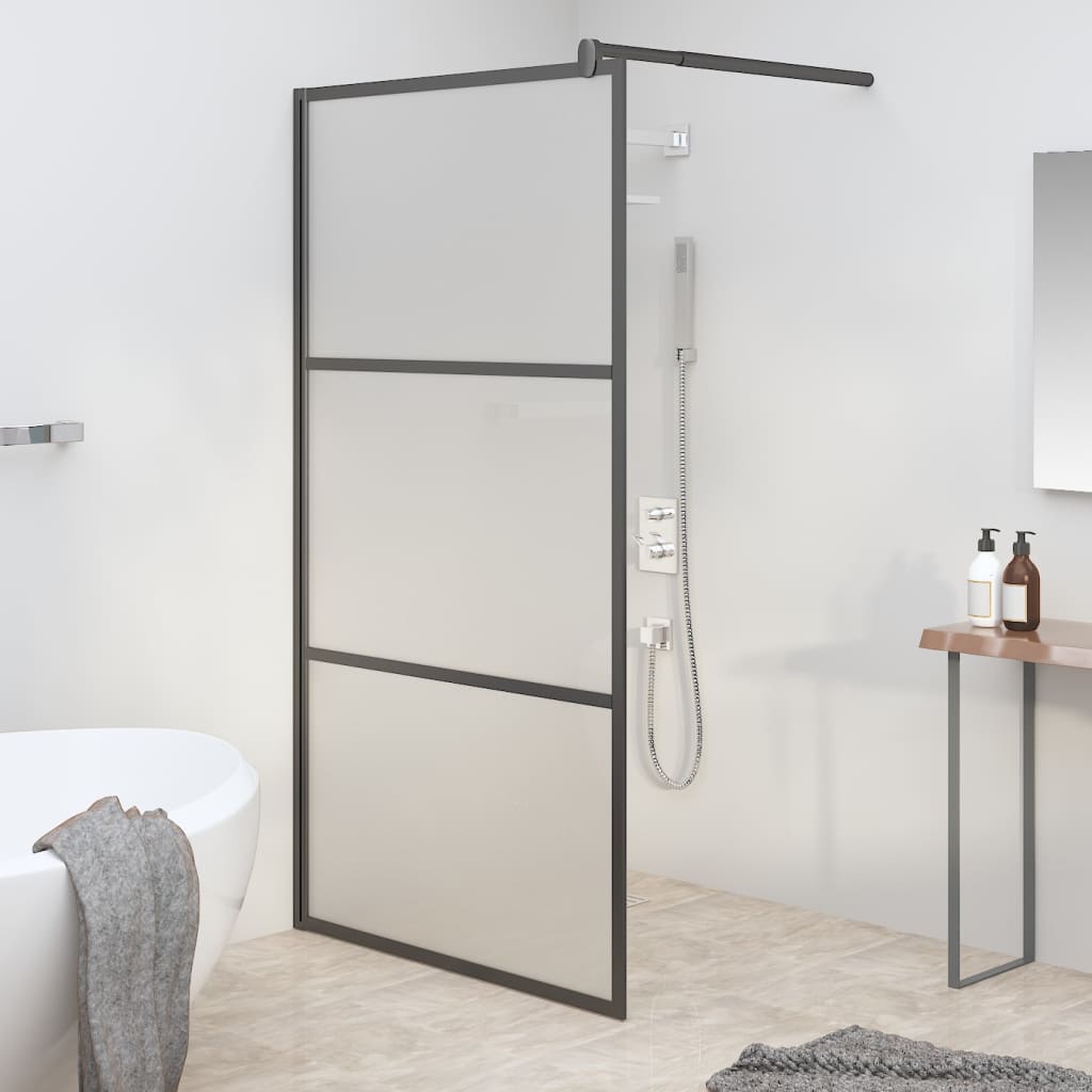 vidaXL Sprchová zástena 115x195 cm matné ESG sklo čierna