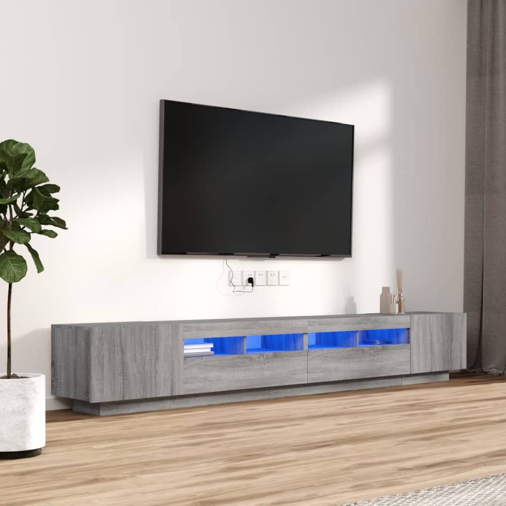 vidaXL 3-dielna súprava TV skriniek s LED sivá sonoma spracované drevo