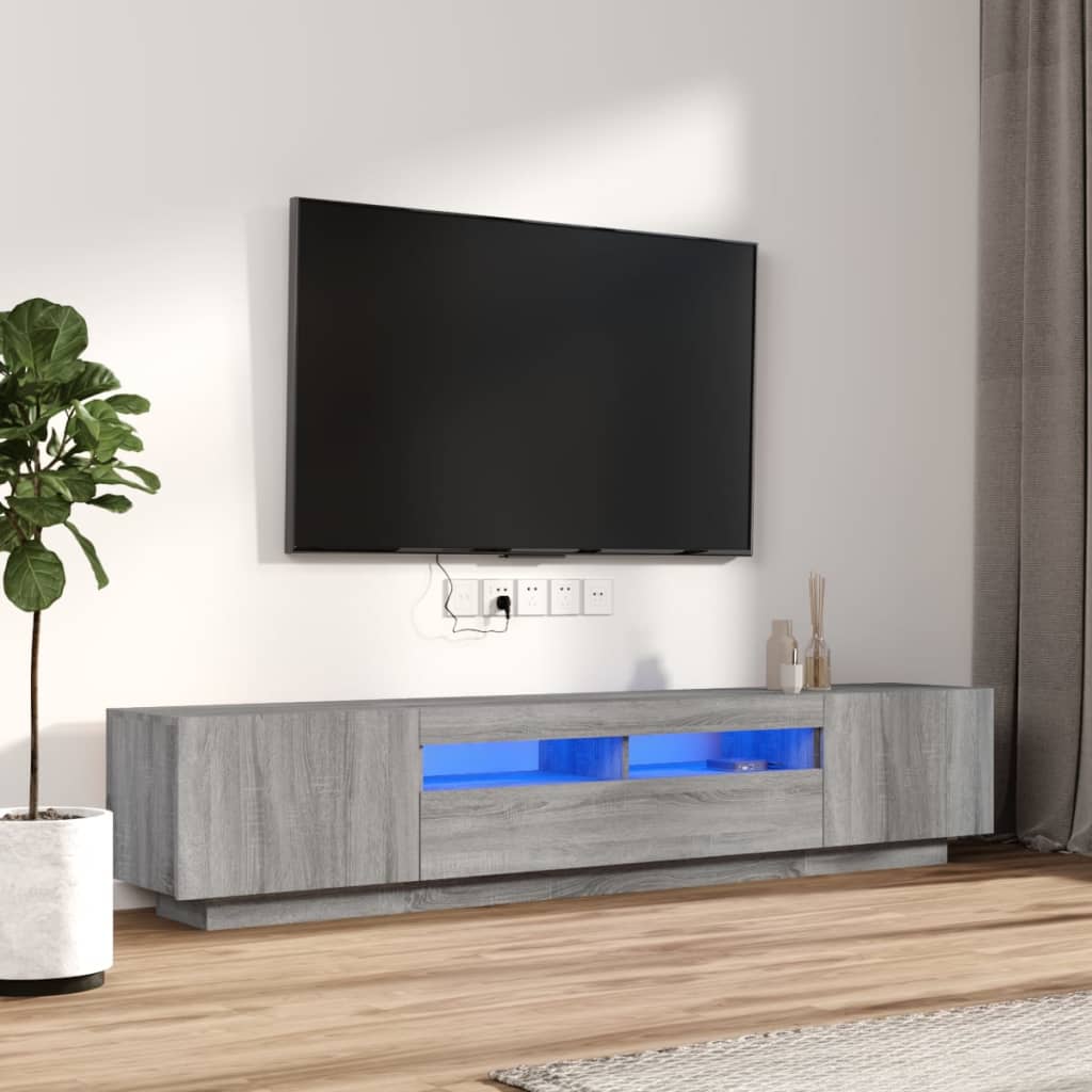 vidaXL 2-dielna súprava TV skriniek s LED sivá sonoma spracované drevo