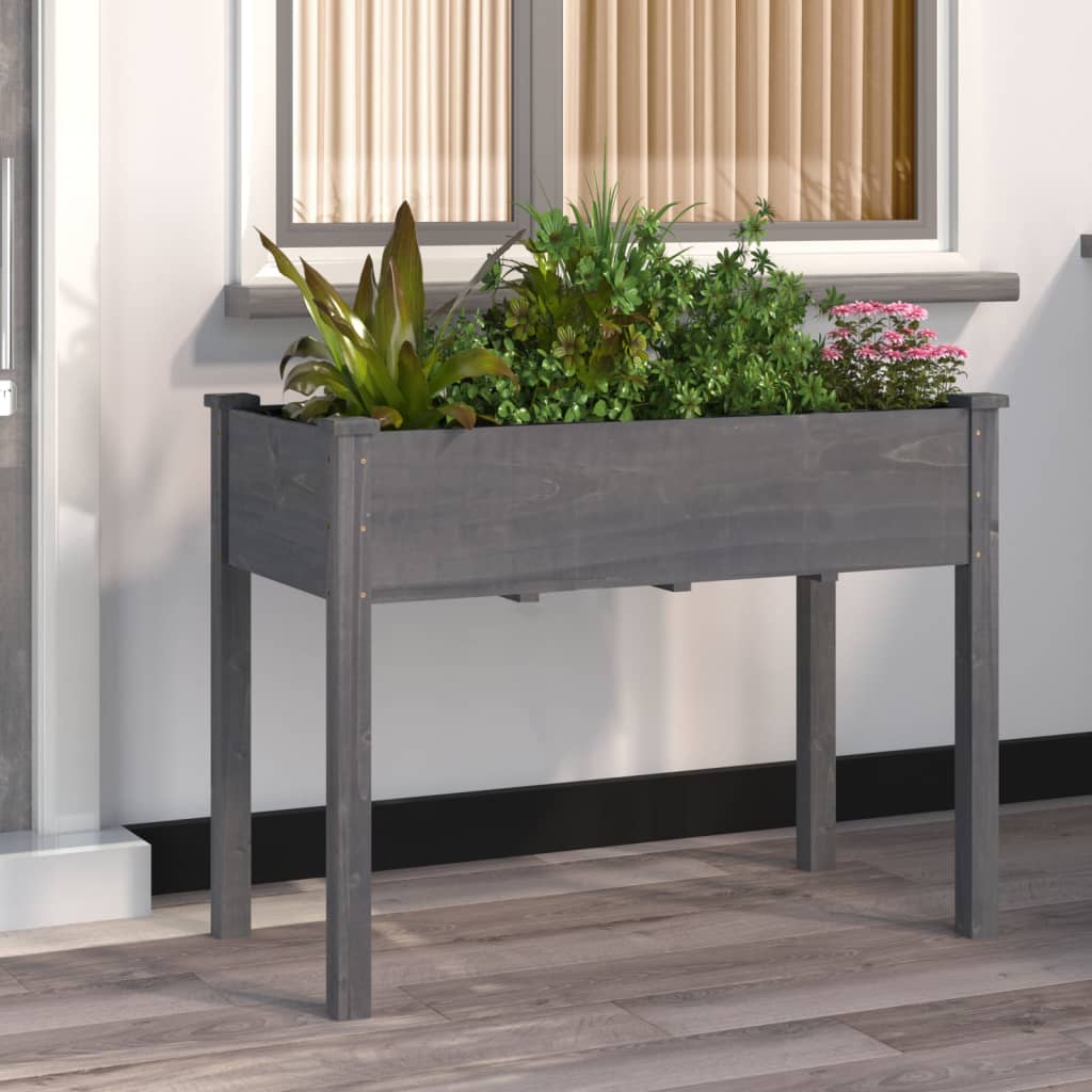 vidaXL Kvetináč s vložkou sivý 118x59x76 cm jedľový masív
